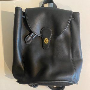 Vintage Coach XL Black Leather Backpack / Weekender Travel Sack 9943